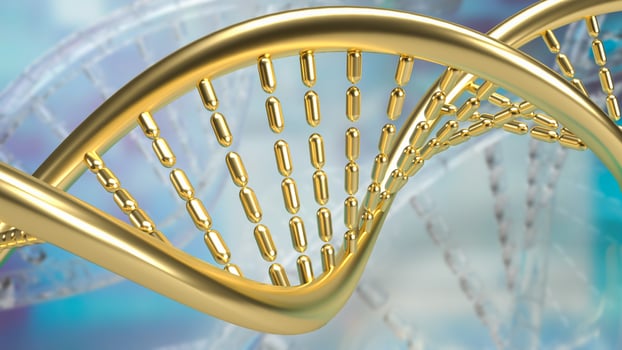 The gold dna on sci background  for medical or education concept 3d rendering photo