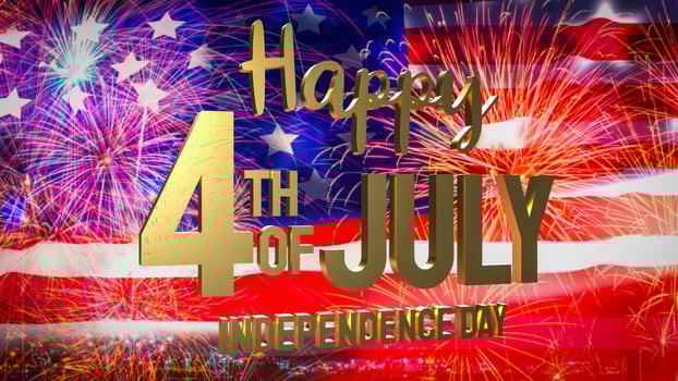 The 4 th of July  gold  text on united stage of America  flag for holiday or celebration concept 3d rendering photo