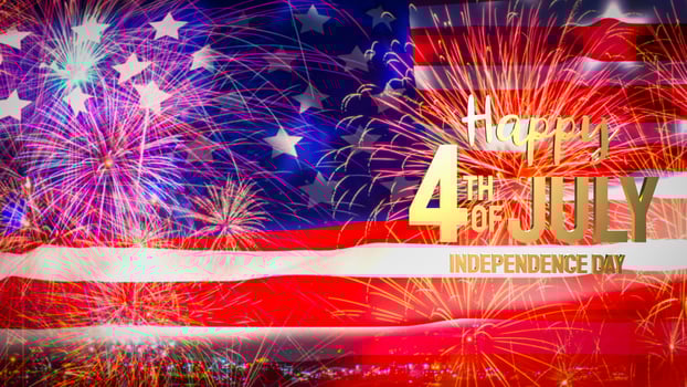 The 4 th of July  gold  text on united stage of America  flag for holiday or celebration concept 3d rendering photo