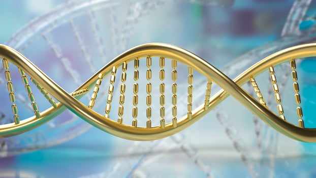 The gold dna on sci background  for medical or education concept 3d rendering photo