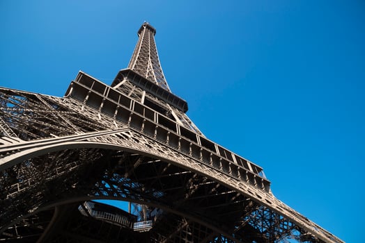 Eiffel tower on blue sky background photo