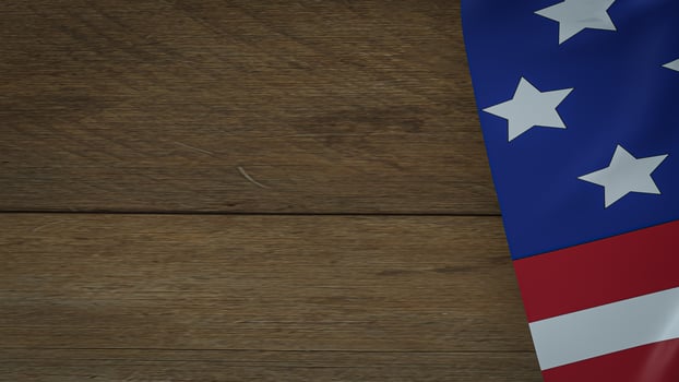 The Usa flag on wood table for Independence Day background 3d rendering photo