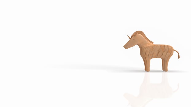 The unicorn wood on white background for business concept 3d rendering photo