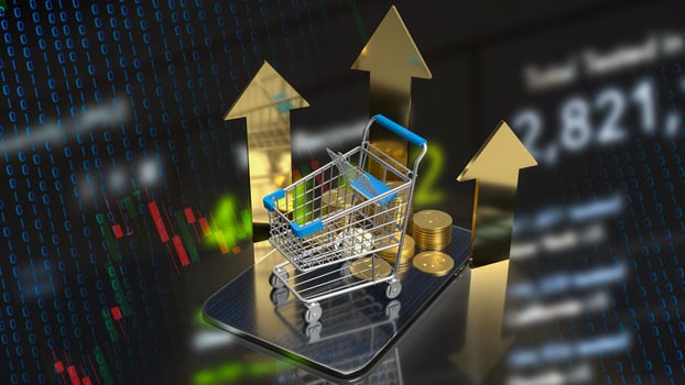 The shopping cart on tablet for business concept 3d rendering photo