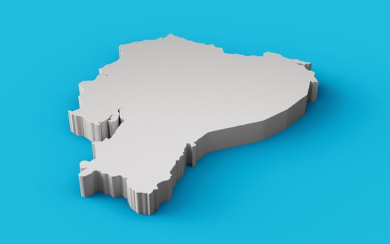 Ecuador 3D map Geography Cartography and topology Sea Blue surface 3D illustration photo