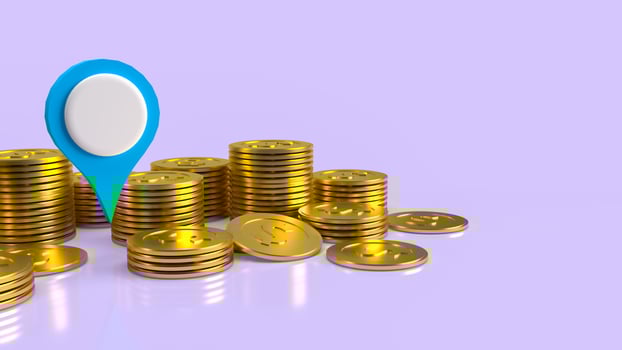 The check point and gold coins for business concept 3d rendering photo
