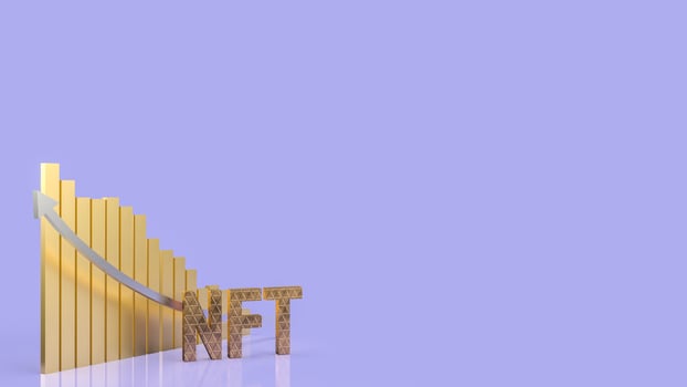 The  gold nft text and  chart  for  cryptocurrency or business concept 3d rendering photo