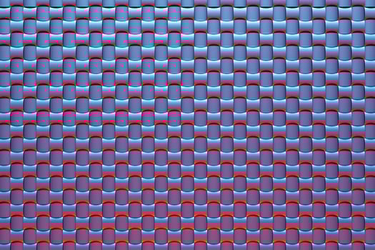 3D rendering. Blue and red pattern of cubes of different shapes. Minimalistic pattern of simple shapes. Bright creative symmetric texture photo