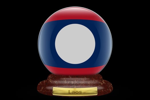 3D Flag of Laos on snow globe photo