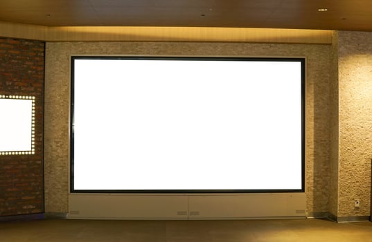 Advertising poster board inside department store photo
