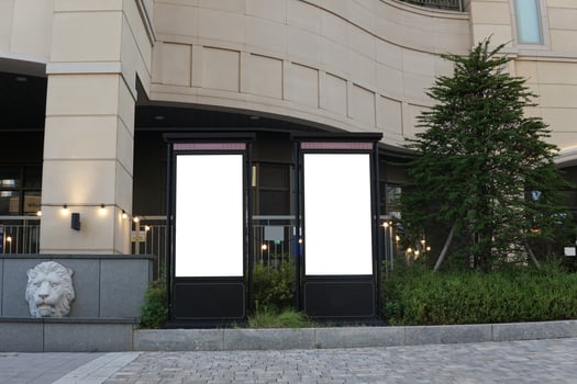 Outdoor advertising in the surrounding shopping district. photo