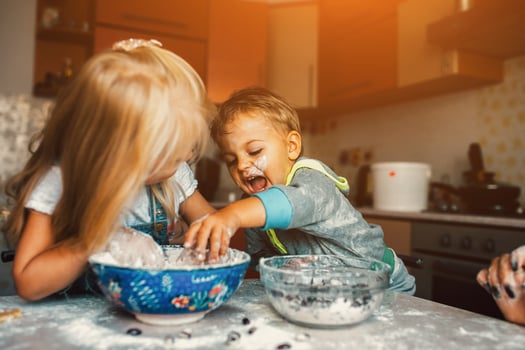 Kids is playing with flour photo