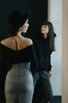 Two beautiful girls posing for the camera photo
