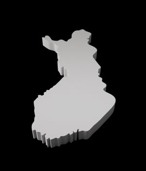 Finland 3D map Geography Cartography and topology Black and white 3D illustration photo