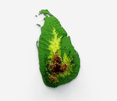 Sri Lanka Map Shaded relief Color Height map on the sea Blue Background 3d illustration photo