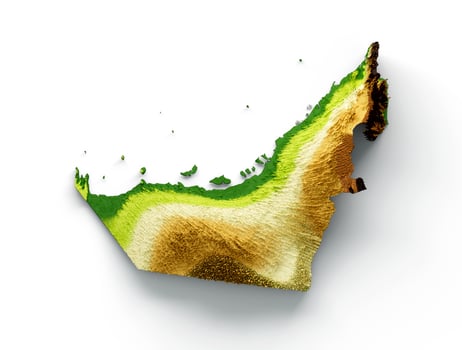 Dubai Map Shaded relief Color Height map on white Background 3d illustration photo