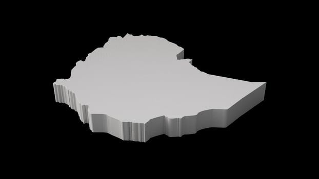 Ethiopia 3D map Geography Cartography and topology black and white 3D illustration photo