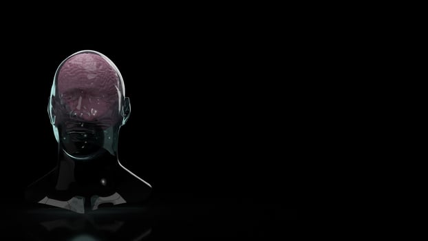 The brain inside crystal head for education or sci content 3d rendering photo