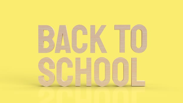 The wood back to school text in yellow color for education concept 3d rendering photo