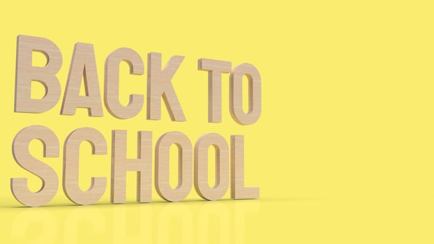The wood back to school text in yellow color for education concept 3d rendering photo