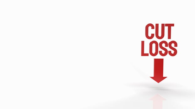 The cut loss red text on white background  for business content 3d rendering. photo