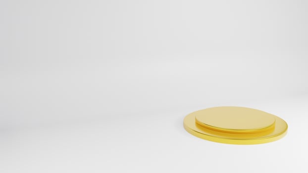 The gold stage on white background for present product 3d rendering photo