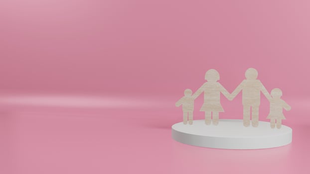 The family wood cut for background  3d rendering photo