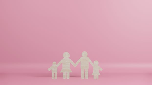 The family wood cut for background  3d rendering photo