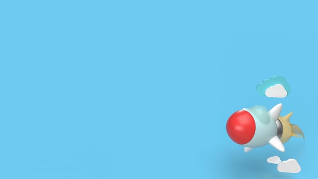 The blue rocket and cloud for start up content 3d rendering photo