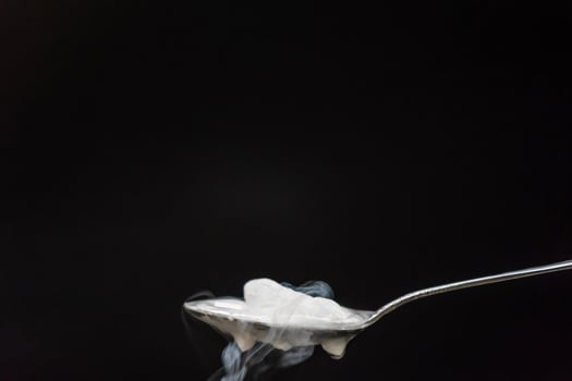 The dry ice on the spoon. photo