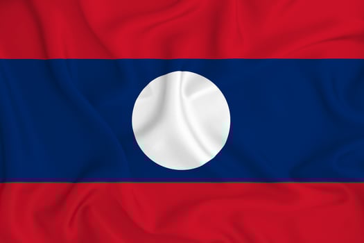 3D Flag of Laos on fabric photo