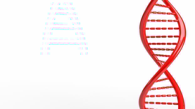 The red dna on white background for sci or medical concept 3d rendering photo
