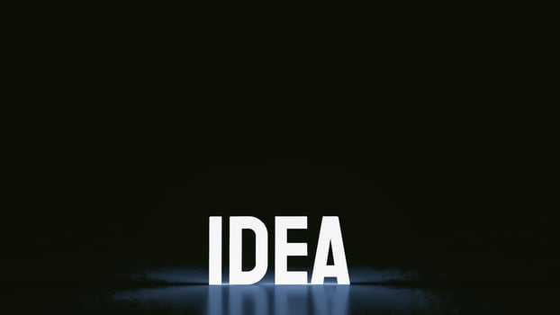 idea text glow in the dark for creative concept 3d rendering photo