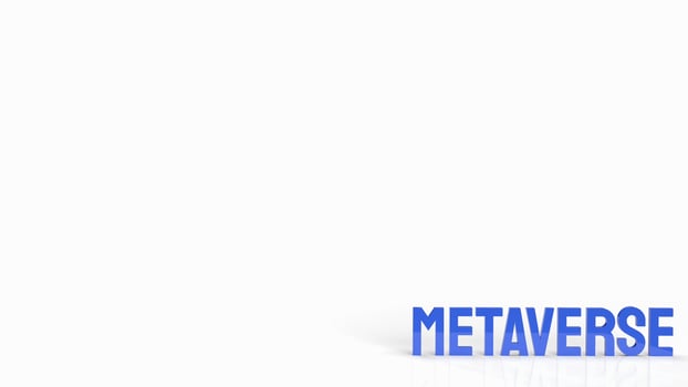 The blue metaverse text on white background for business or technology  concept 3d rendering. photo