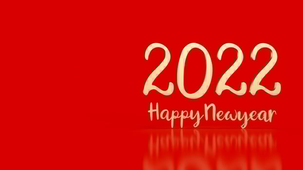 gold number 2022 on red background for happy new year concept 3d rendering photo