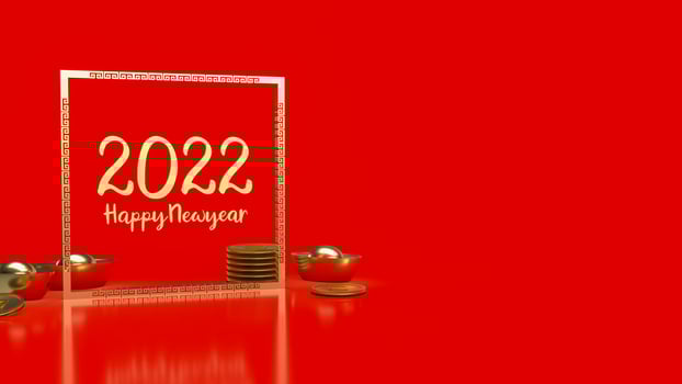 gold number 2022 Chinese  style  for happy new year concept 3d rendering photo