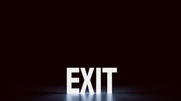 exit word glow in the dark for business or abstract  concept 3d rendering photo