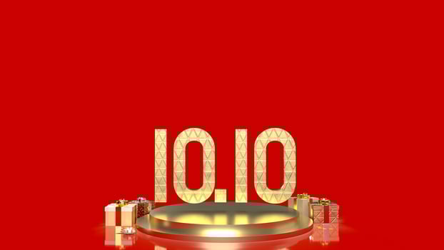 The gold number 10.10 on geometry podium shape for display product and gift box for sale promotion concept 3d rendering photo