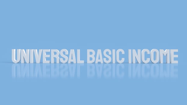The Ubi or  Universal Basic Income is a government program in which every adult citizen receives a set amount of money regularly 3d rendering photo