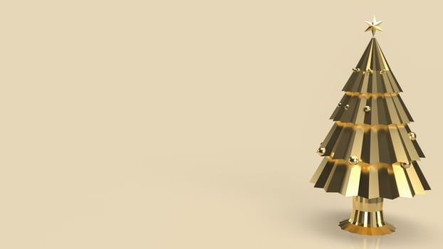 The gold Christmas tree for holiday celebration or  promotion business background 3d rendering photo