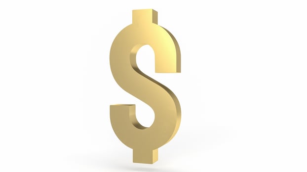 gold gold dollar symbol on white background 3d rendering photo