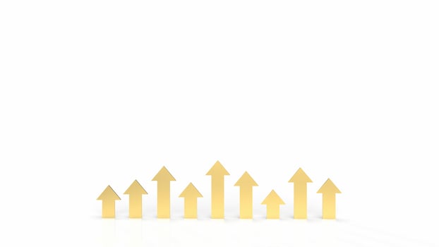 gold arrow up on white background for business concept 3d rendering photo
