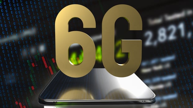 gold 6g on tablet and business background for technology  concept 3d rendering photo