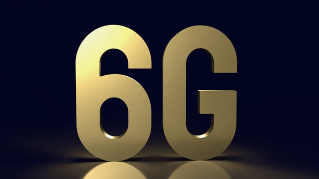 gold 6g on black background for technology  concept 3d rendering photo