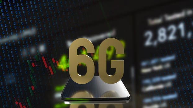 gold 6g on tablet and business background for technology  concept 3d rendering photo