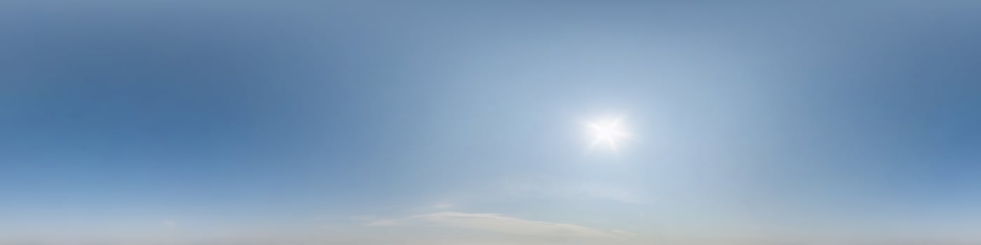 clear blue sky hdri 360 panorama in seamless projection with zenith for use in 3d graphics or game development as sky dome or edit drone shot for sky replacement photo
