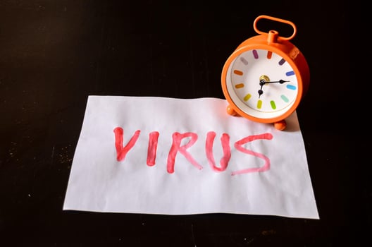 Virus written on paper photo