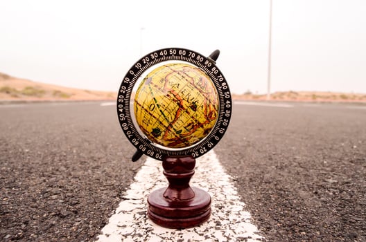 Globe on the road photo