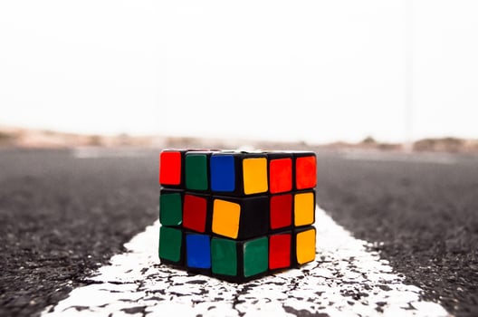 Rubik cube on the road photo