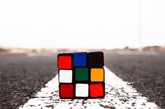 Rubik cube on the road photo